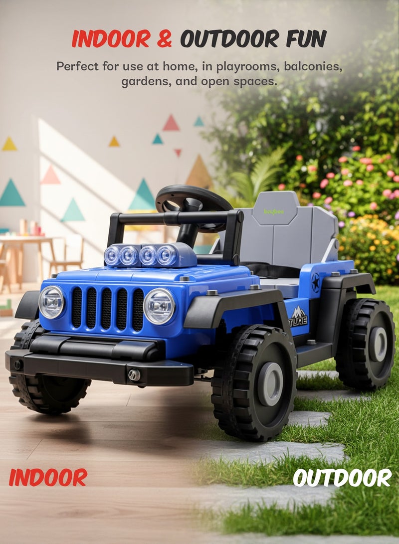 بيبي سيارة جيب كهربائية للأطفال Ranger 2 في 1 قابلة للتحويل، تعمل بالبطارية مع إضاءة RGB وموسيقى | سيارة أطفال كبيرة قابلة لإعادة الشحن | مناسبة للأطفال من عمر 2 إلى 6 سنوات – اللون الأزرق - Image 4